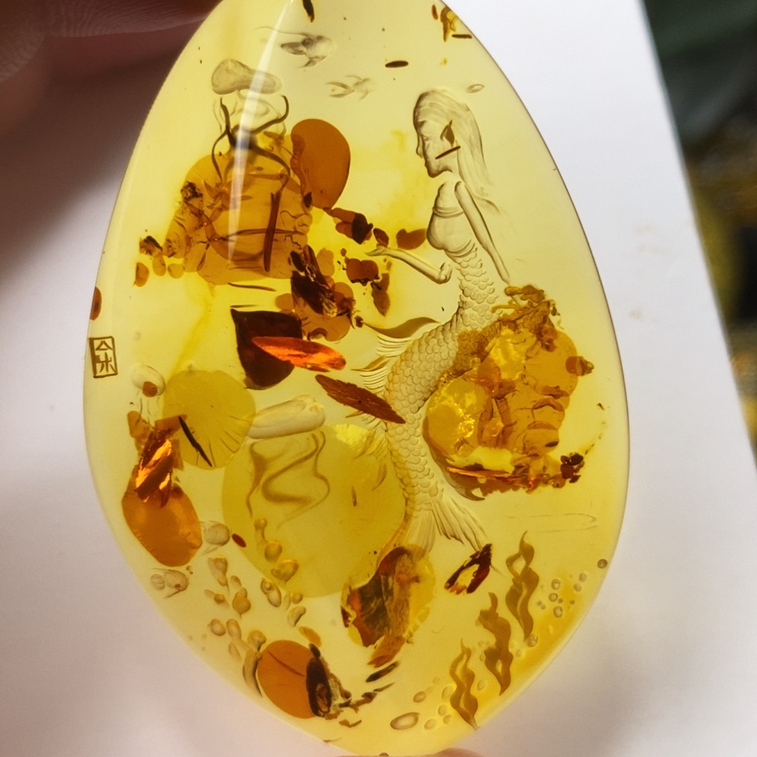 琥珀（花珀）未镶嵌吊坠(不含链)