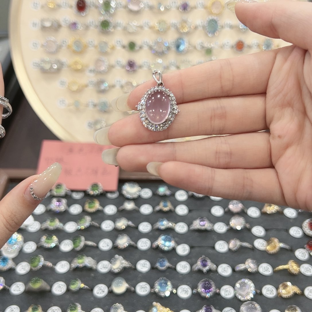 蛇纹石玉戒指银S925镶嵌梅*