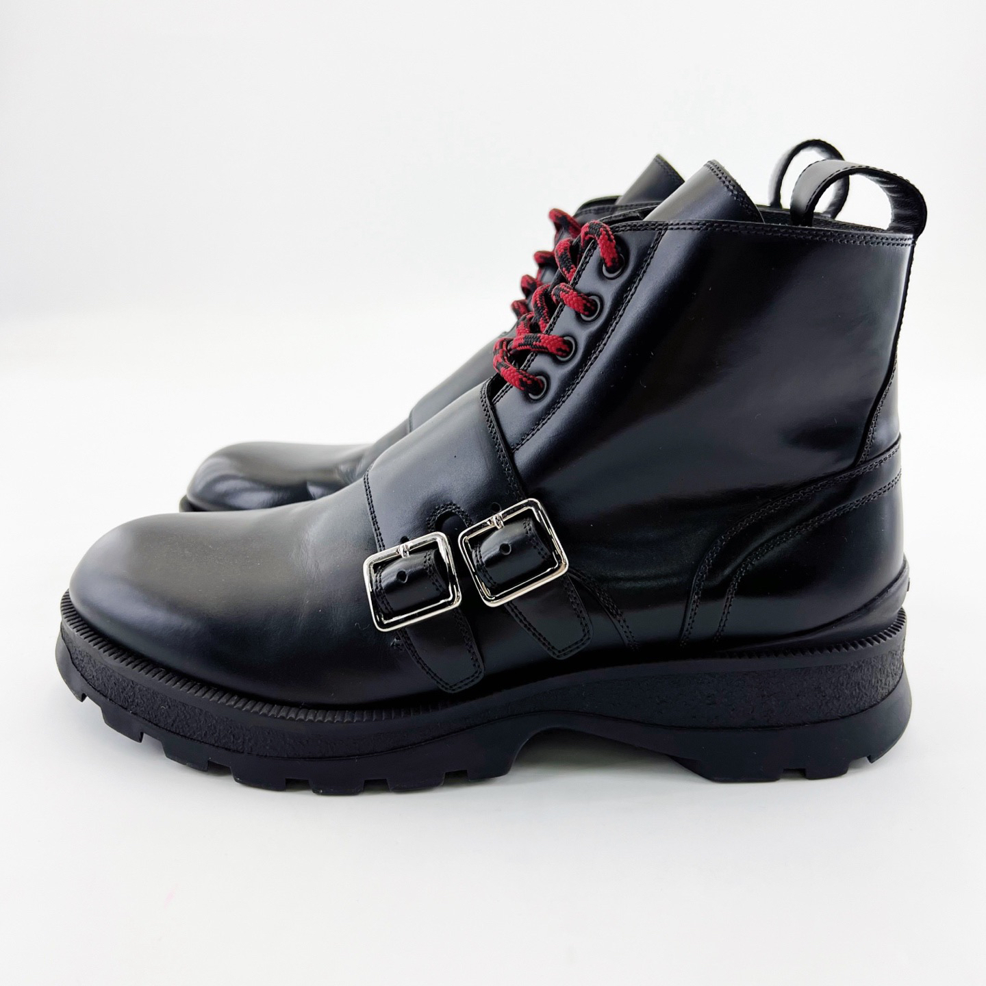 95新 DIOR/迪奥 40码/黑色漆皮Homme红绳金属扣皮靴/15866683