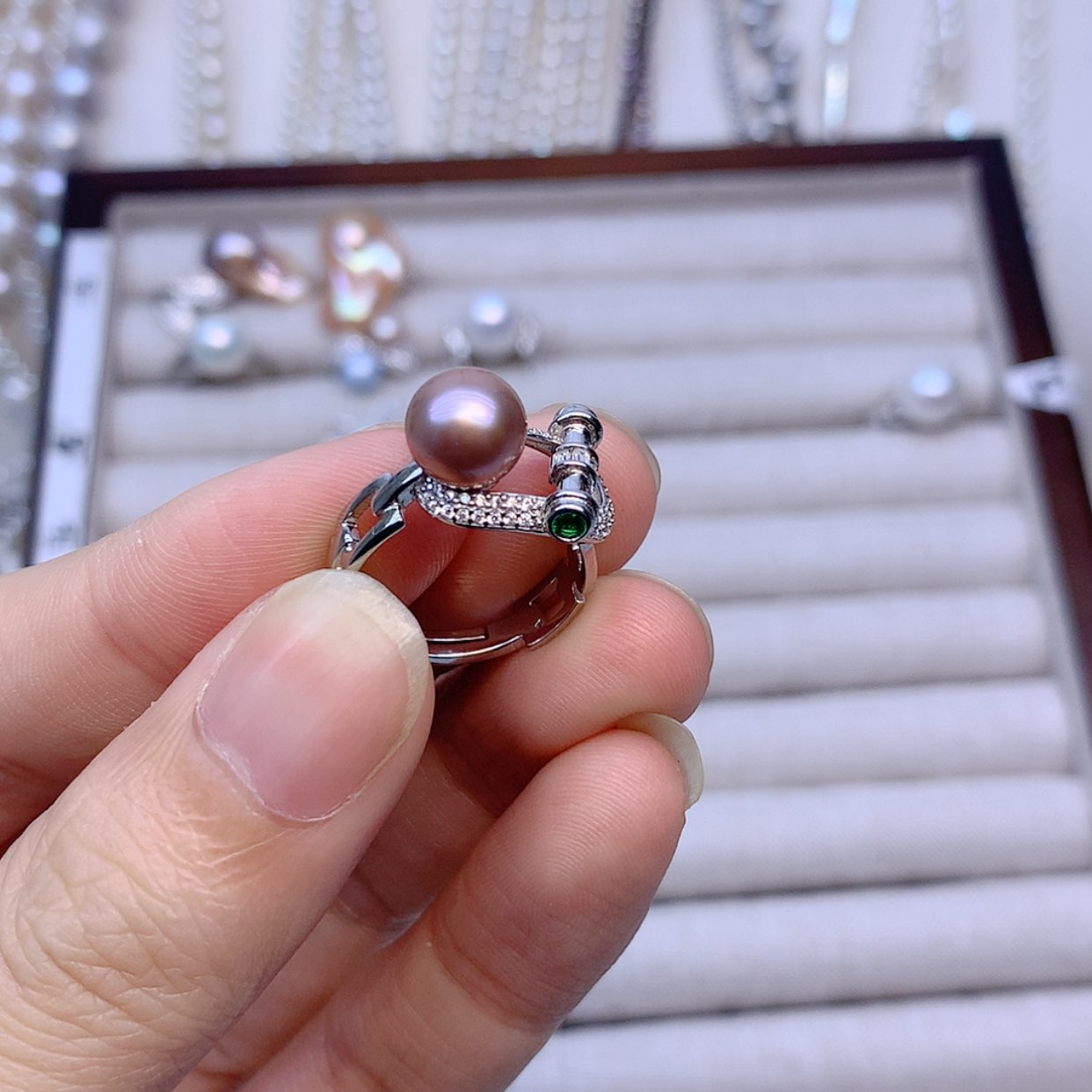 【闪购商品】银S925镶嵌戒指淡水珍珠