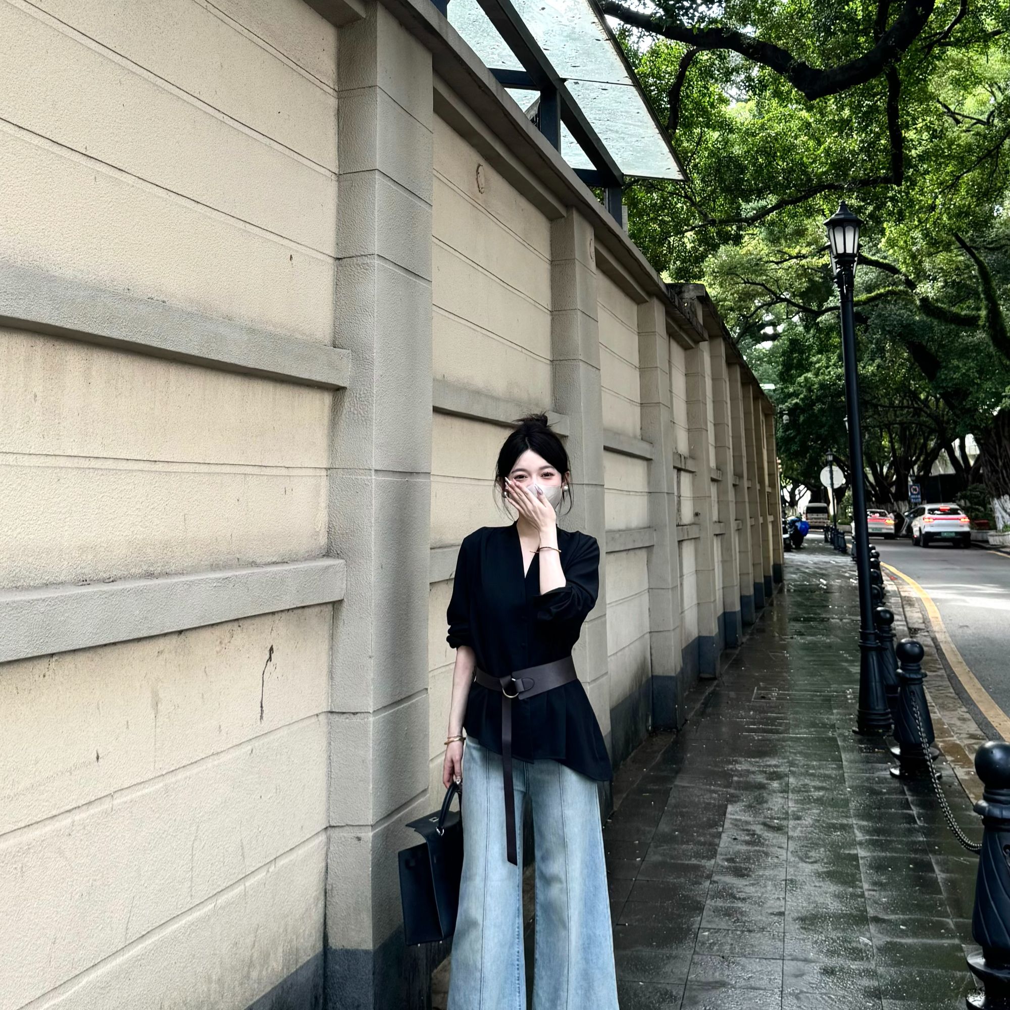 大静推荐【秋意降临】早秋新款V领长袖气质高级显瘦上衣女