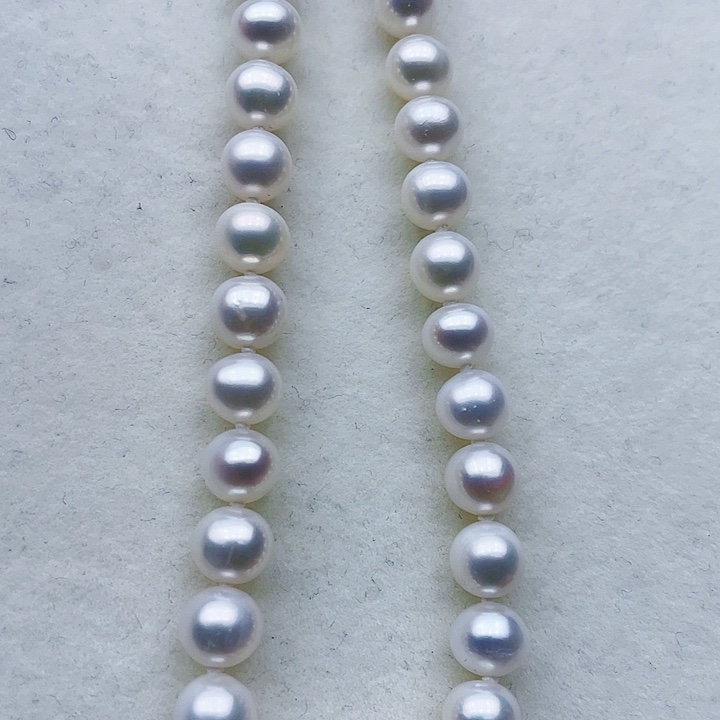 淡水珍珠颈饰银S925镶嵌卡7➕高品极光白炫彩