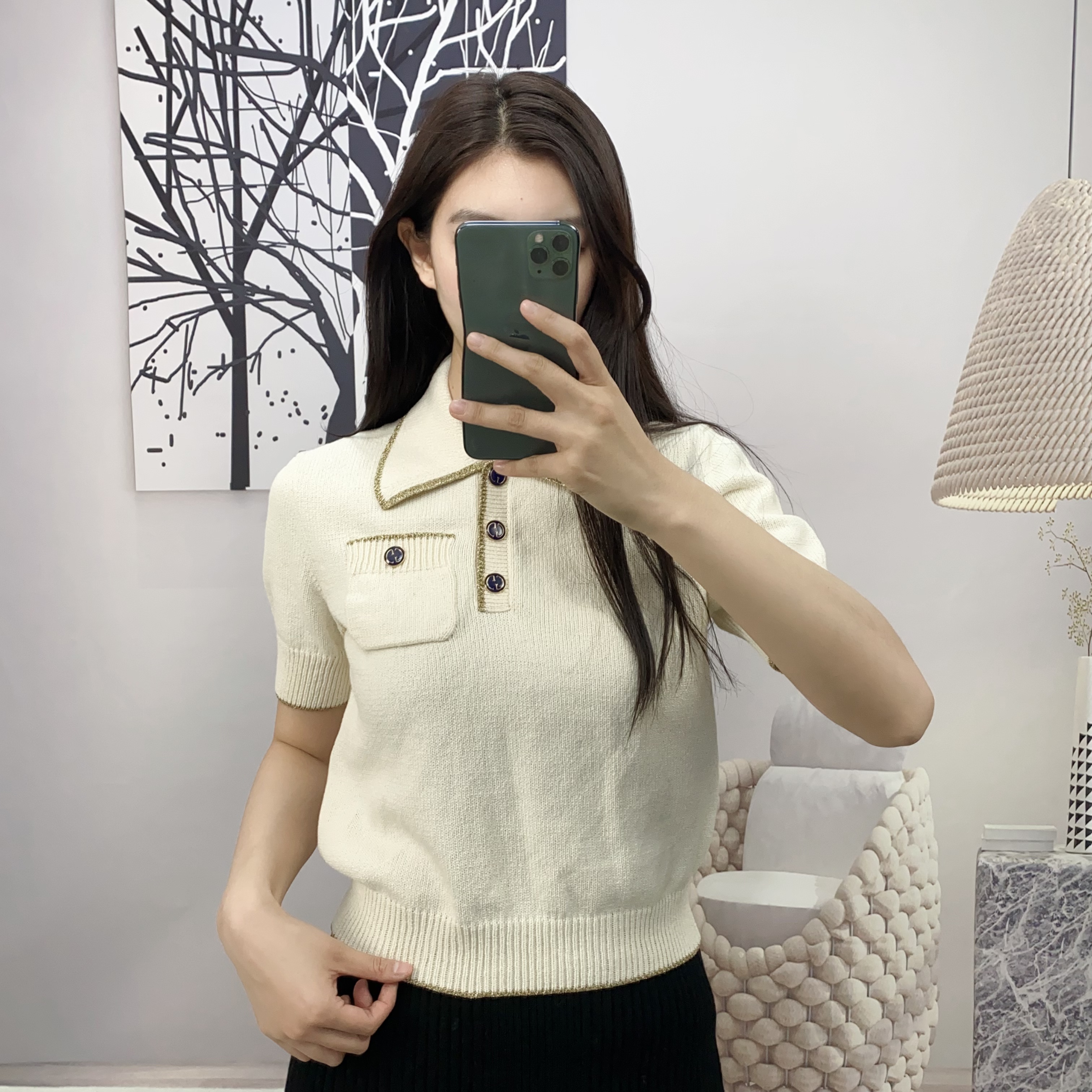 95新 GUCCI/古驰 麦殿/白色半袖针织衫M码/241229VZZWS86