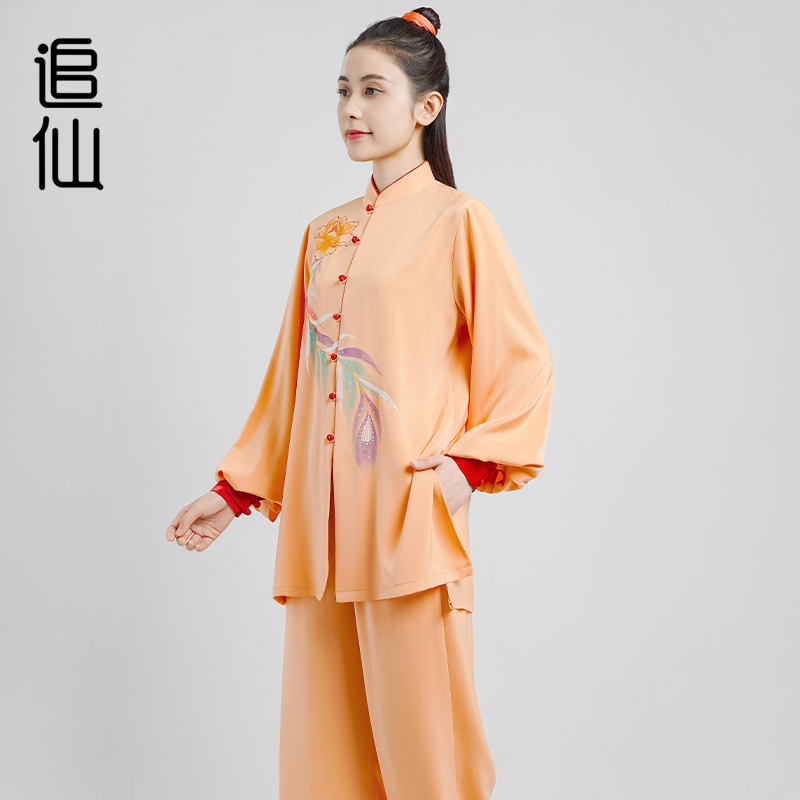 追仙新款夏季飘逸柔软太极服女演出练功气功比赛套装