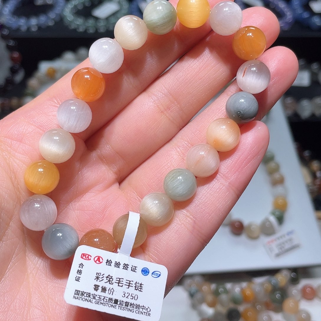 水晶手链未镶嵌兔毛手链，晶体通透