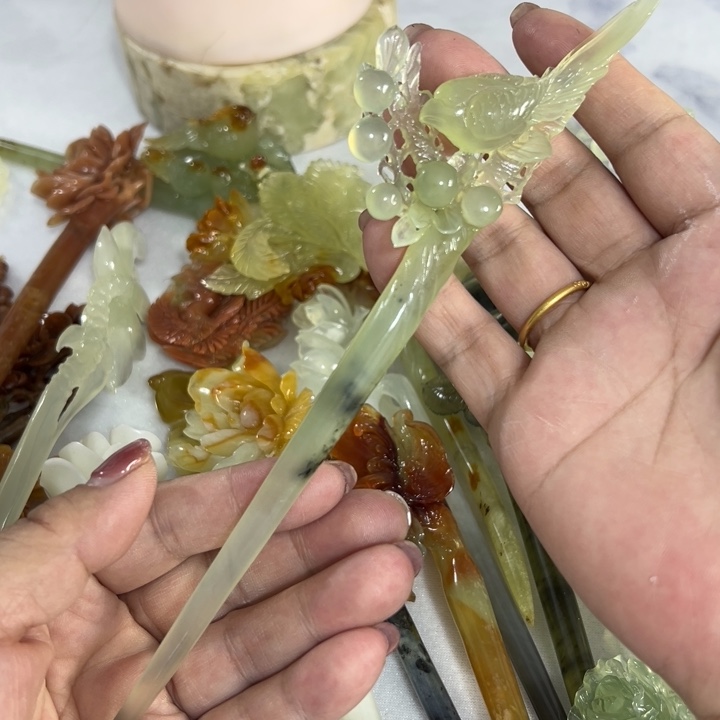 定制蛇纹石玉毛货发饰