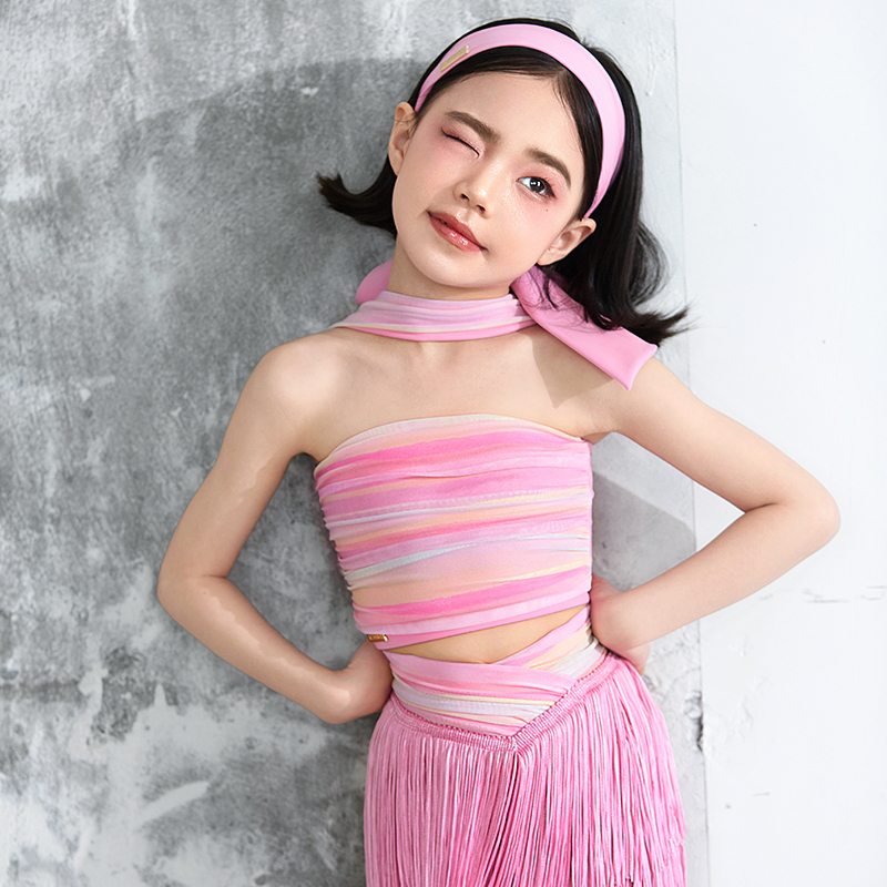 星辰舞服拉丁练习服日常女童糖果马卡龙流苏裤装清新可爱活泼夏日