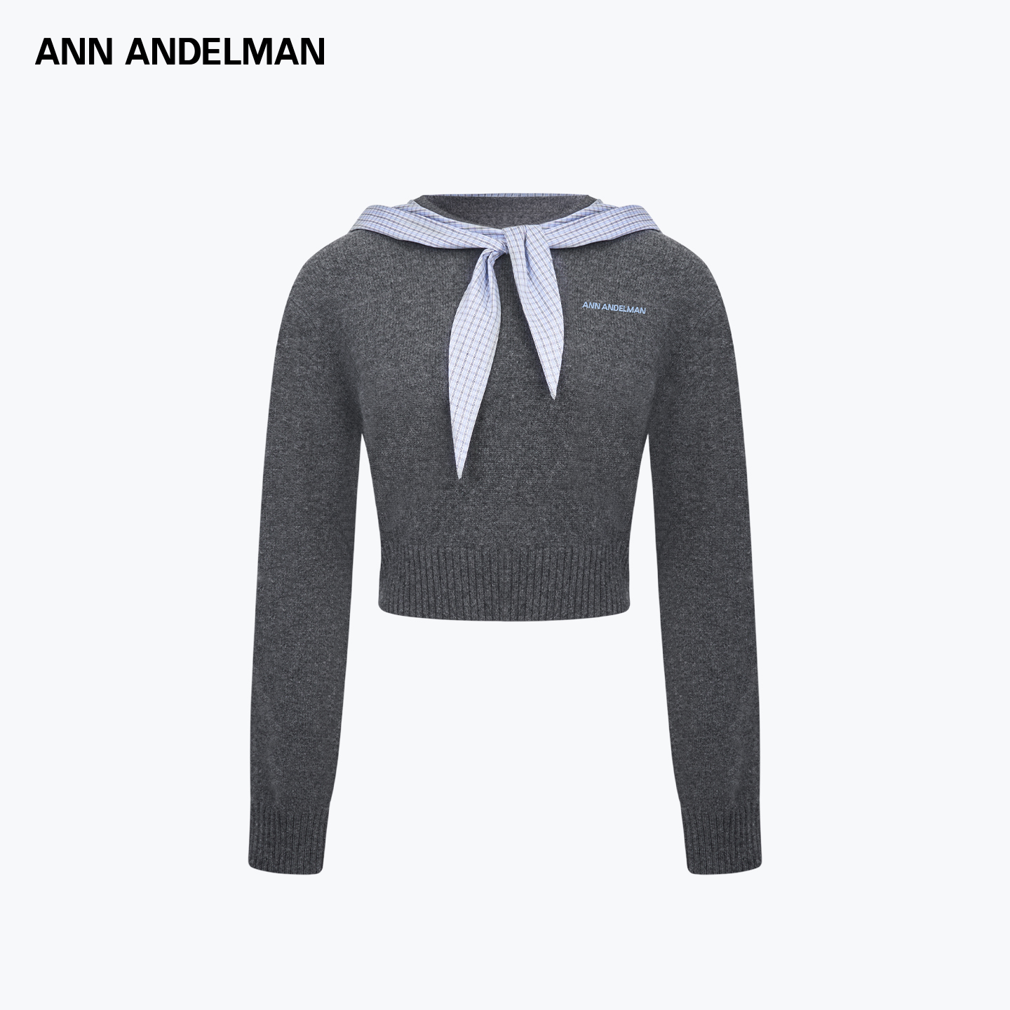 ANN ANDELMAN 25秋冬格纹披肩毛织上衣时尚休闲百搭毛针织衫女