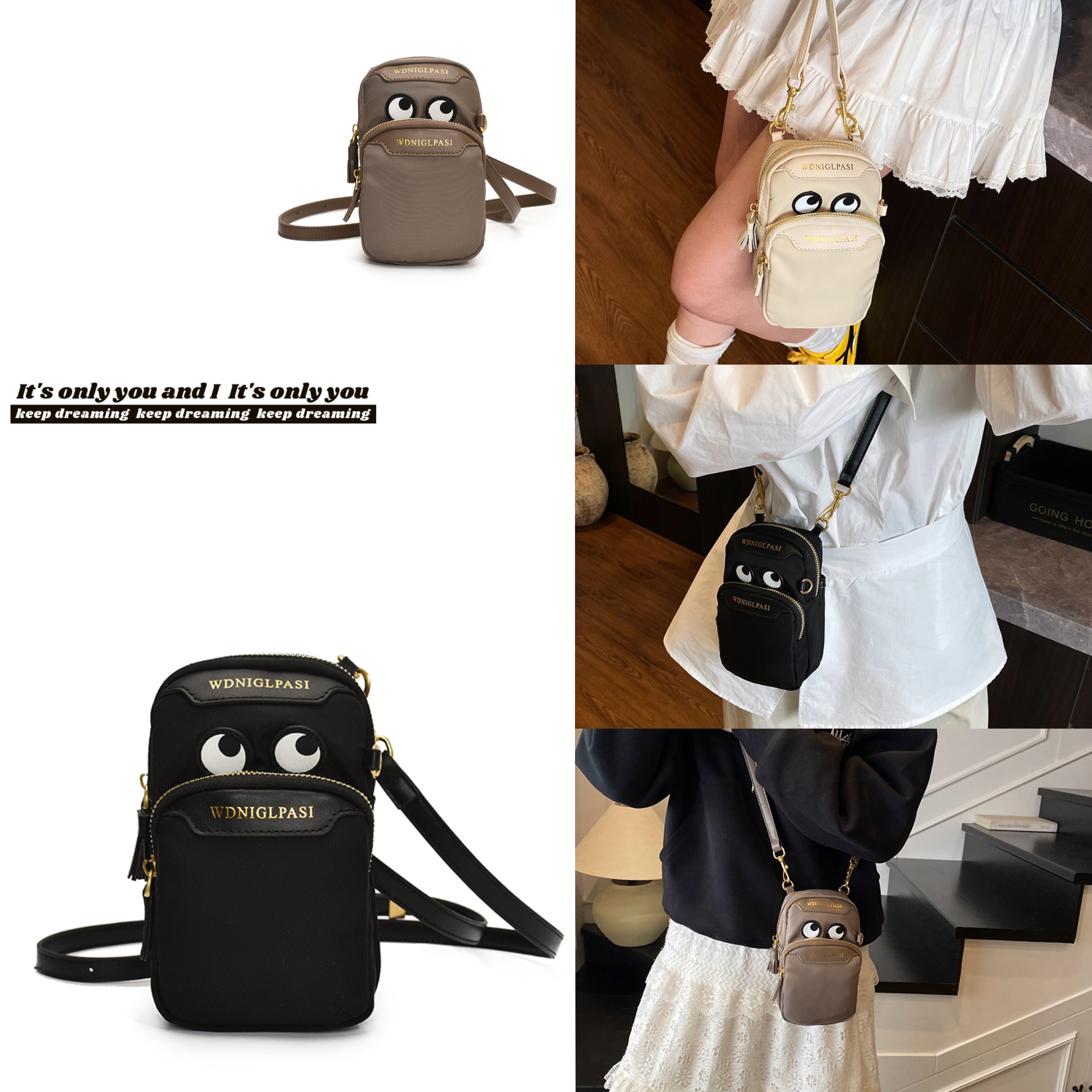 ANYA新款大眼晴手机包墨镜包防水多隔层小挎包迷你休闲小包包