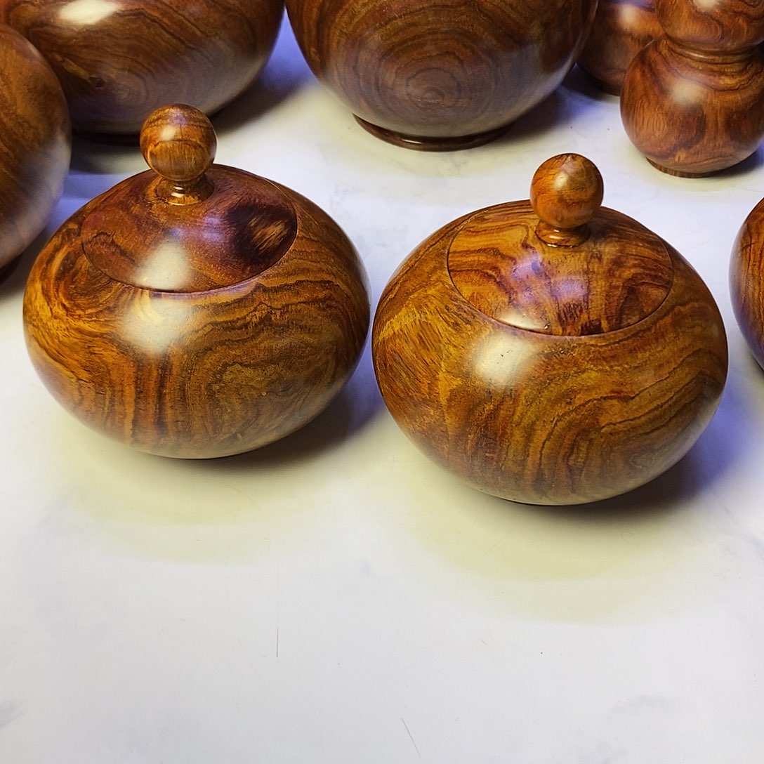 木T****鱼越黄茶叶罐一对