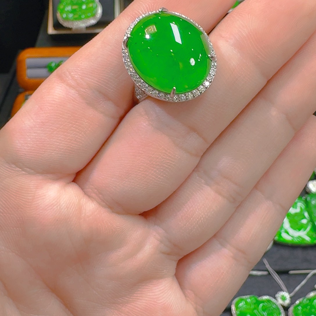 翡翠吊坠(赠链)银S925镶嵌花*花翡翠