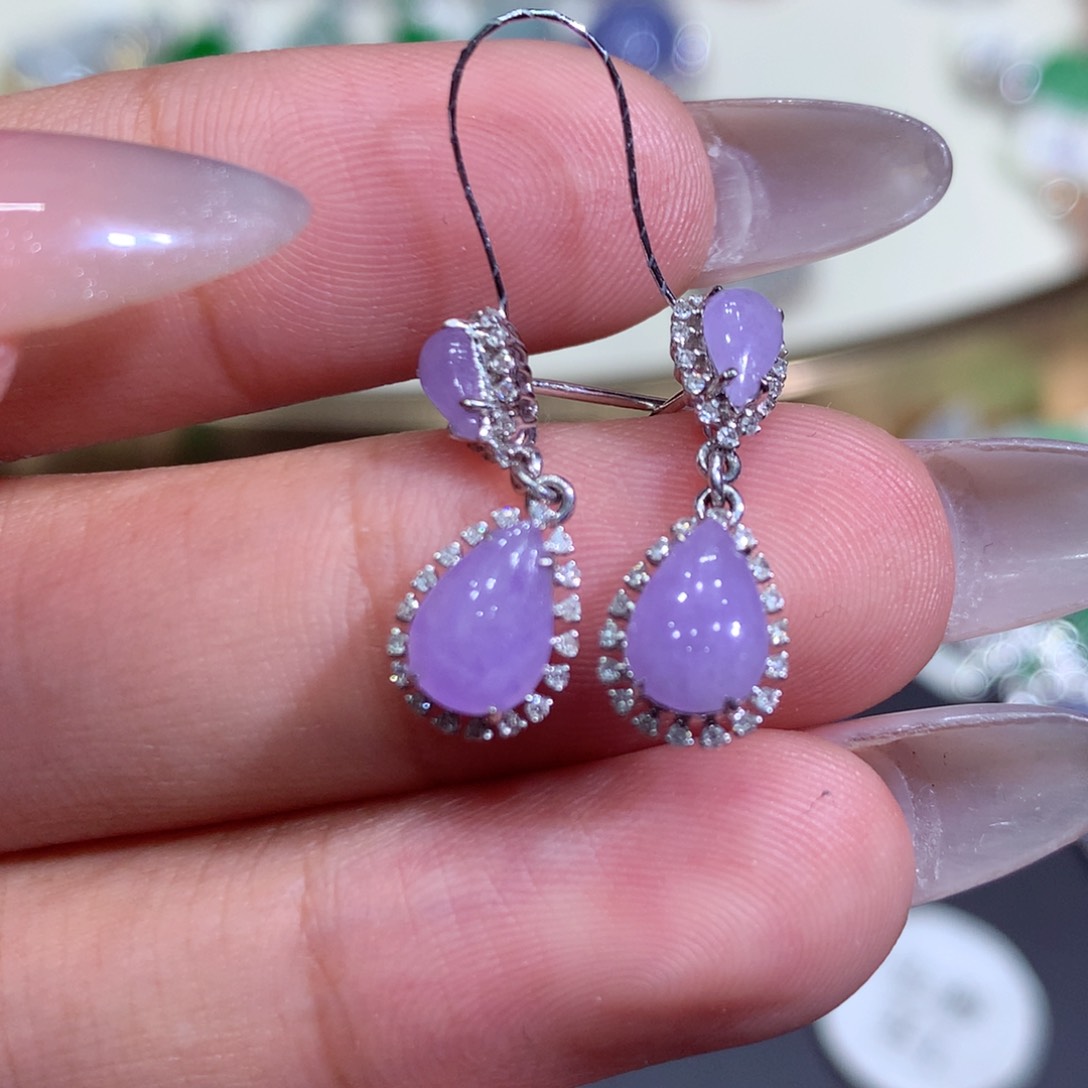 翡翠耳饰18K金镶嵌翡翠