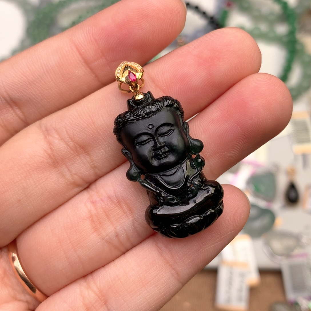 【闪购商品】18K金镶嵌挂件翡翠虚空