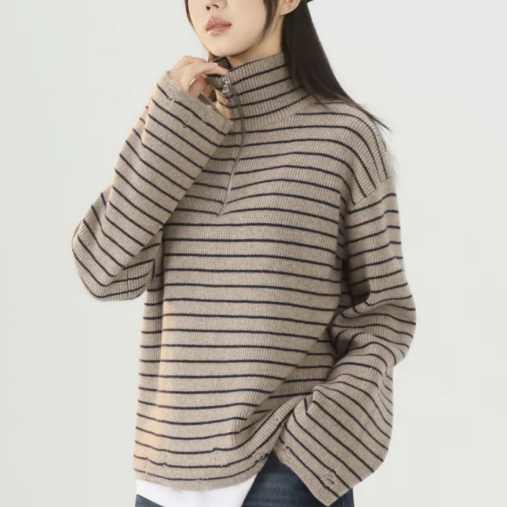 AMASS/阿玛施秋冬新款时尚气质百搭休闲条纹针织538088