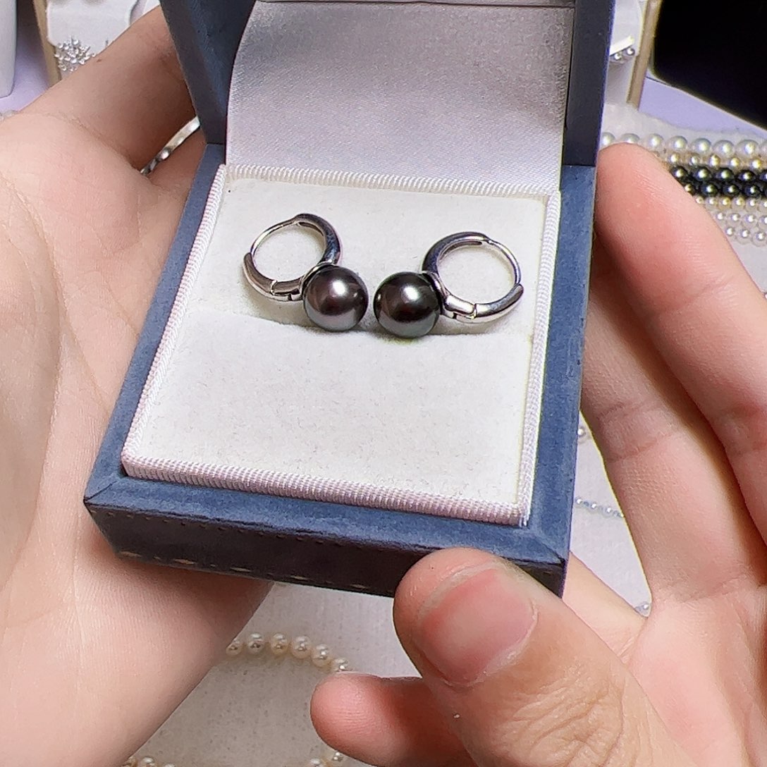 海水珍珠耳饰银S925镶嵌