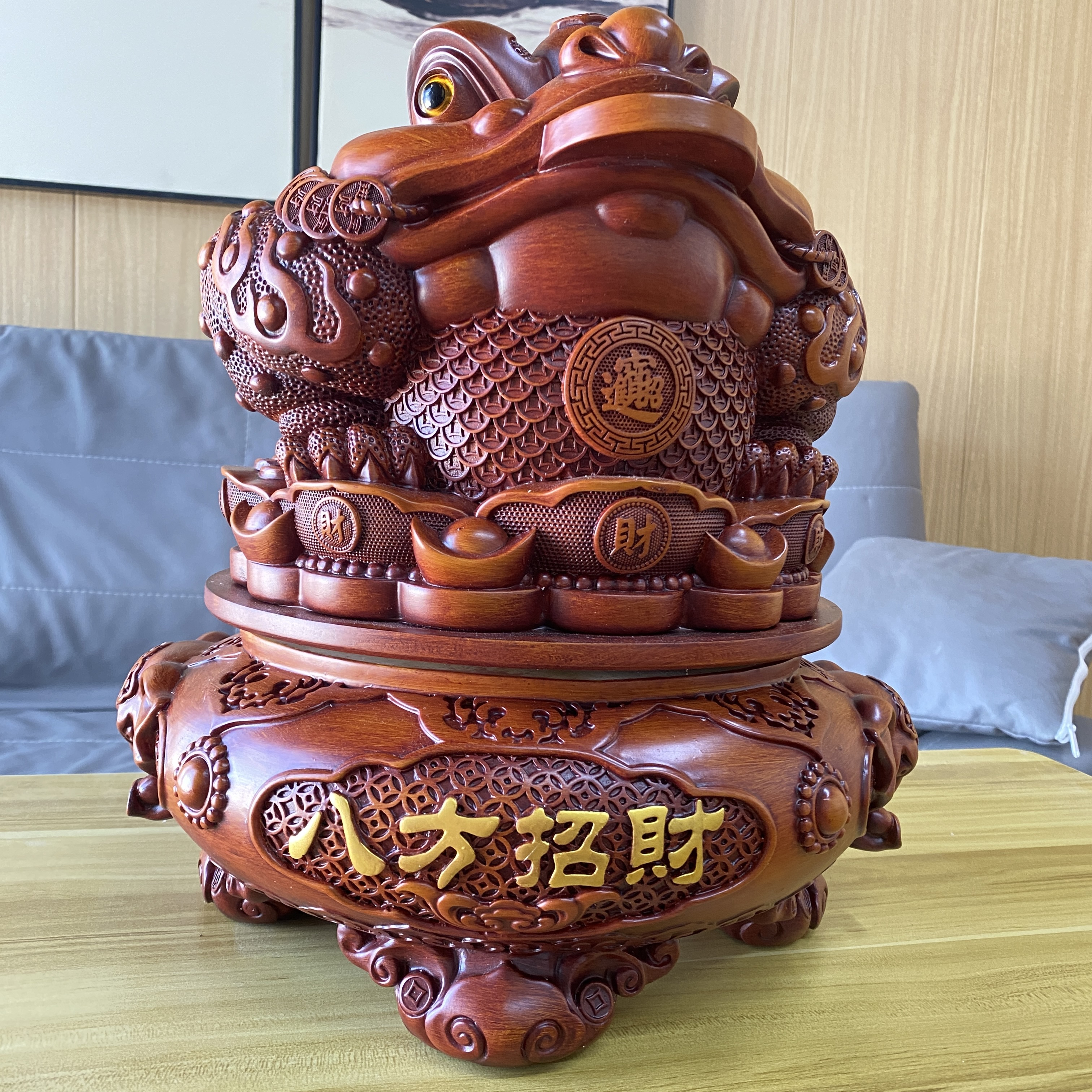 旺旺家居【八方招财】旋转金蟾福象底座客厅办公室开业送礼收银台