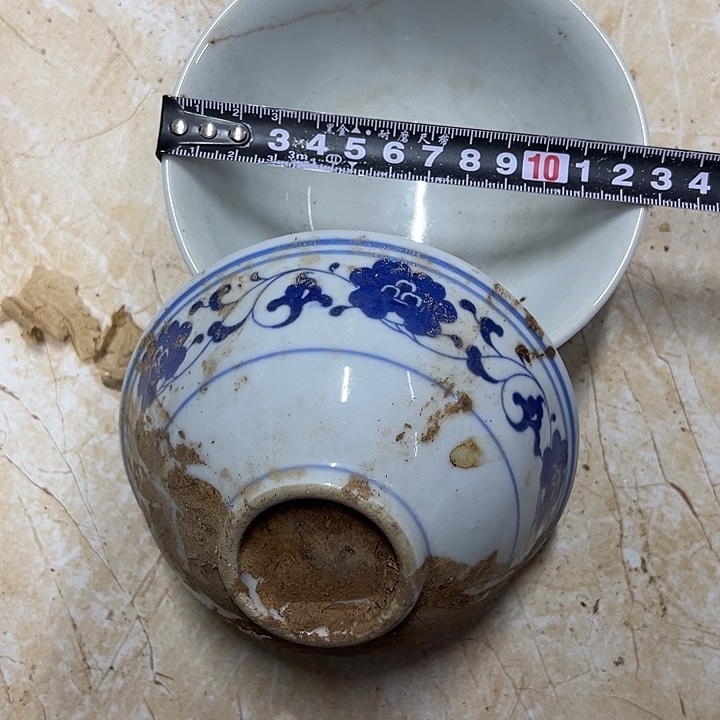 陶摆件2个12.5厘米芙蓉花碗