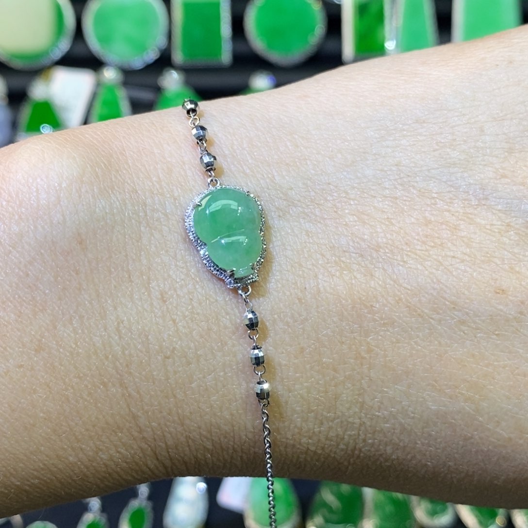 翡翠手链18K金镶嵌手链