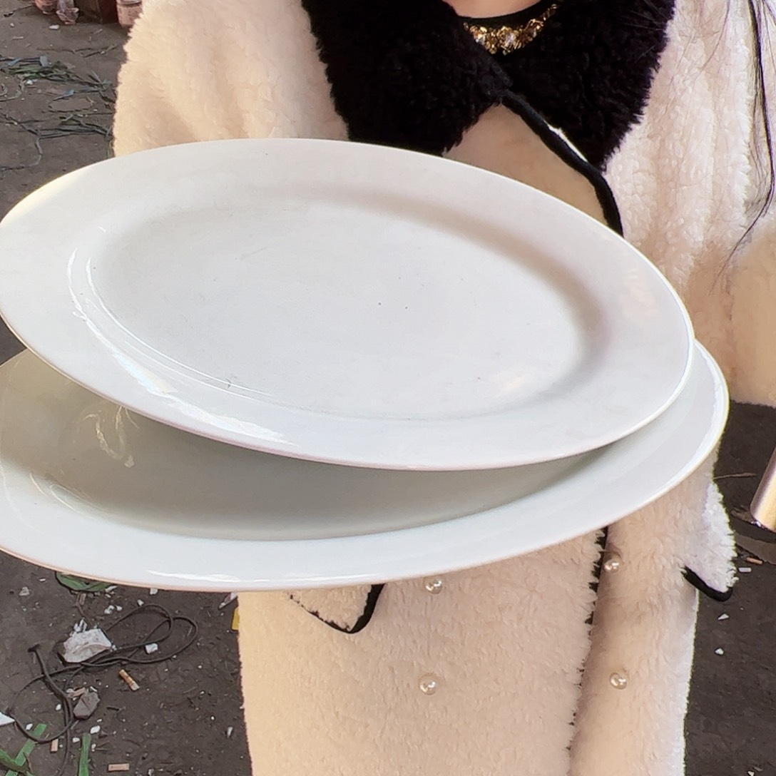 摆件陶景德镇陶瓷12寸鱼盘2个