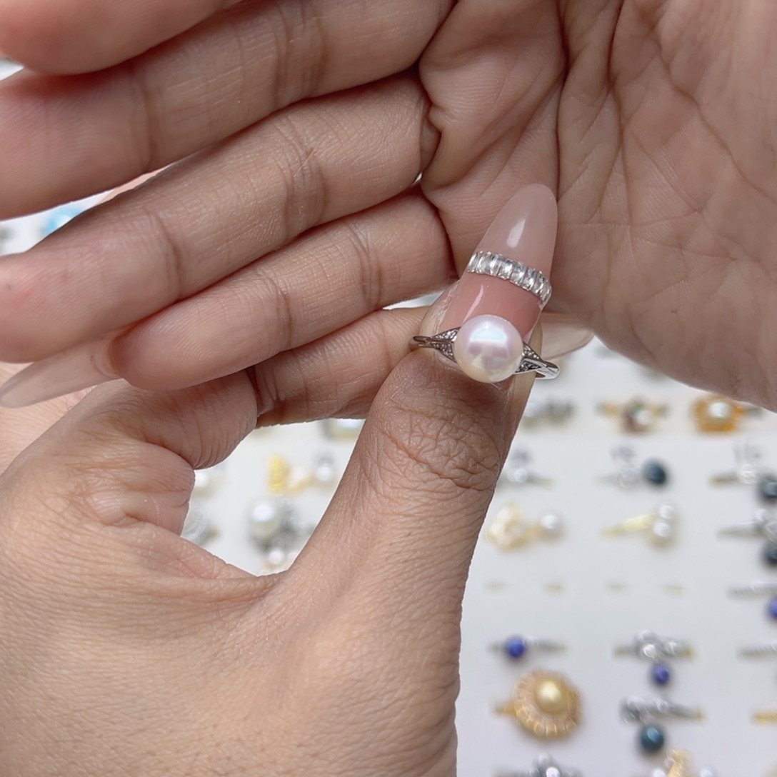岩***家淡水珍珠戒指合金