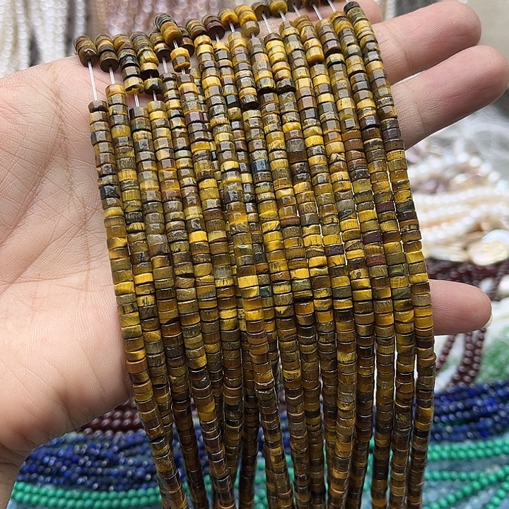 玛瑙/玉髓未镶嵌珠宝半成品一条4/2mm左右虎眼石直切