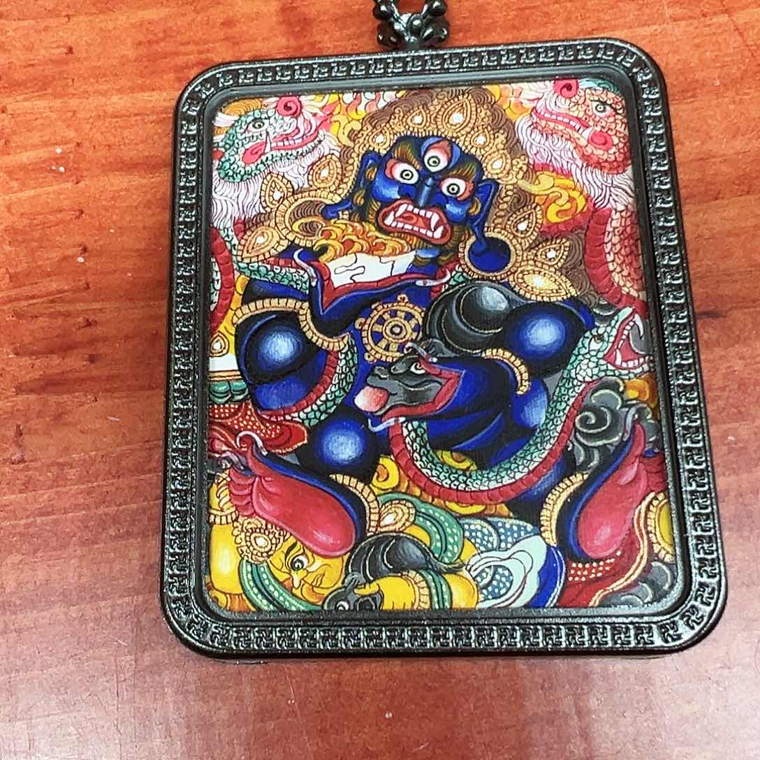 吊坠全手绘热贡唐卡黑财神