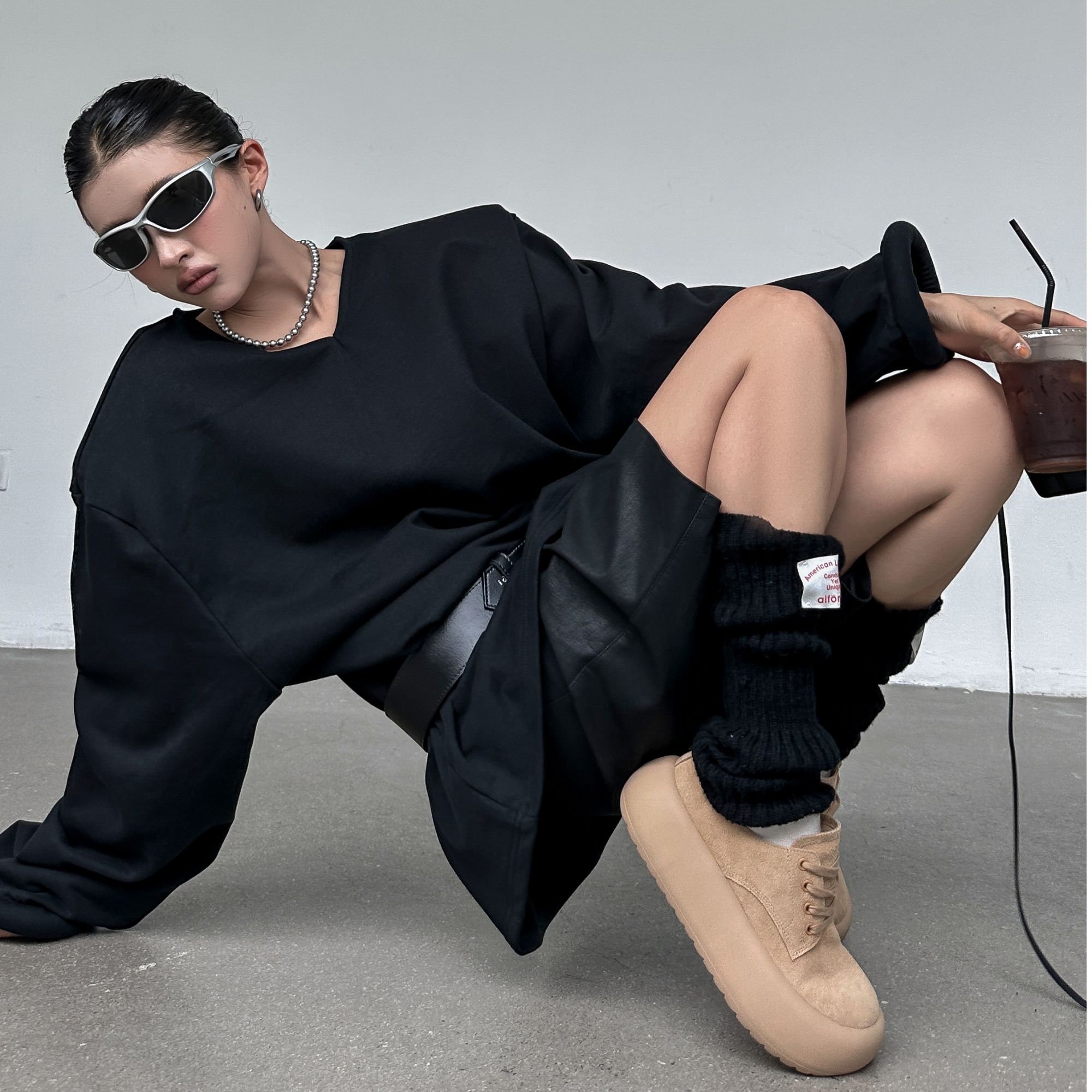 C3A3125 SGIRL TWTW复古磨砂皮松糕厚底板鞋新款休闲百搭面包皮鞋