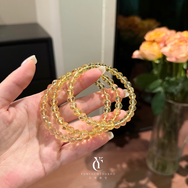 金灿灿 巴西黄水晶素圈手串（多样性发其一 未开价