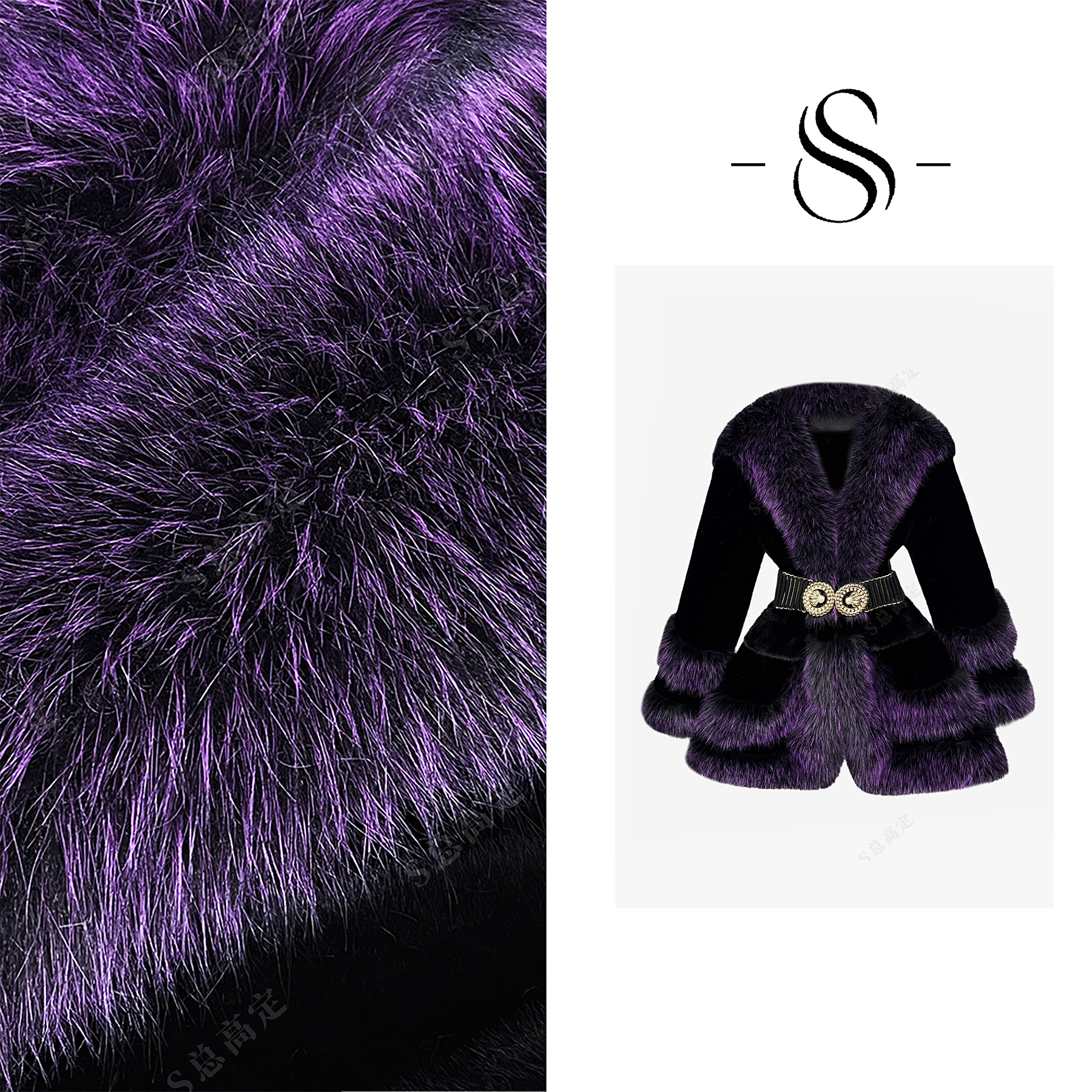 【莎总专属】冬季INS风黑紫微喇下摆显瘦气质百搭短外套女D0362