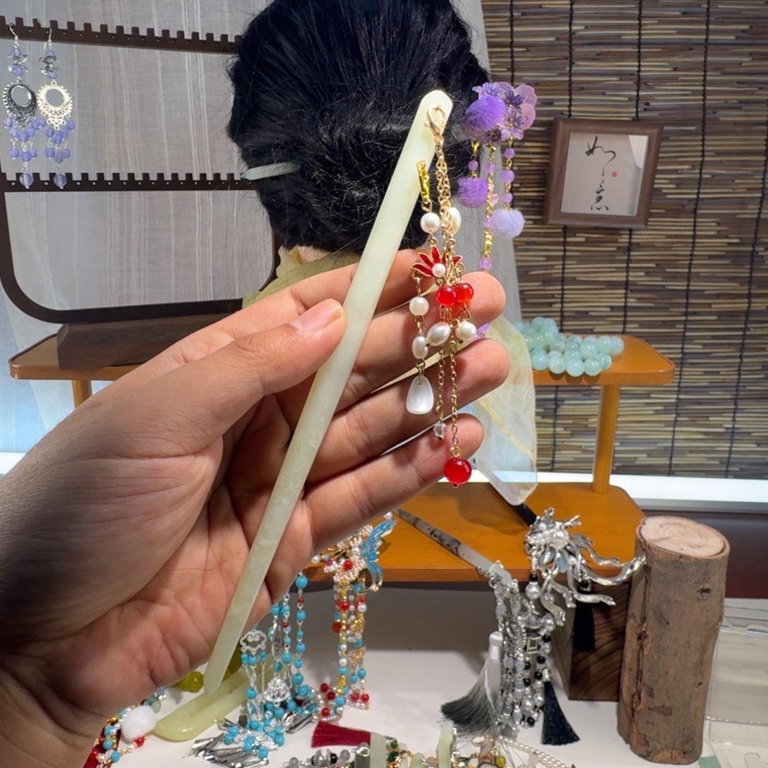 蛇纹石玉合金发饰