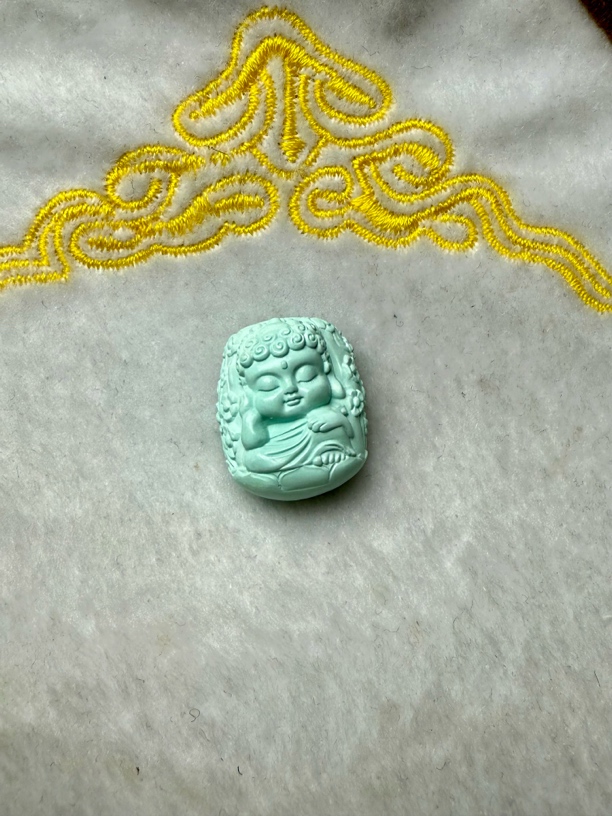天然原矿绿松石宝宝佛