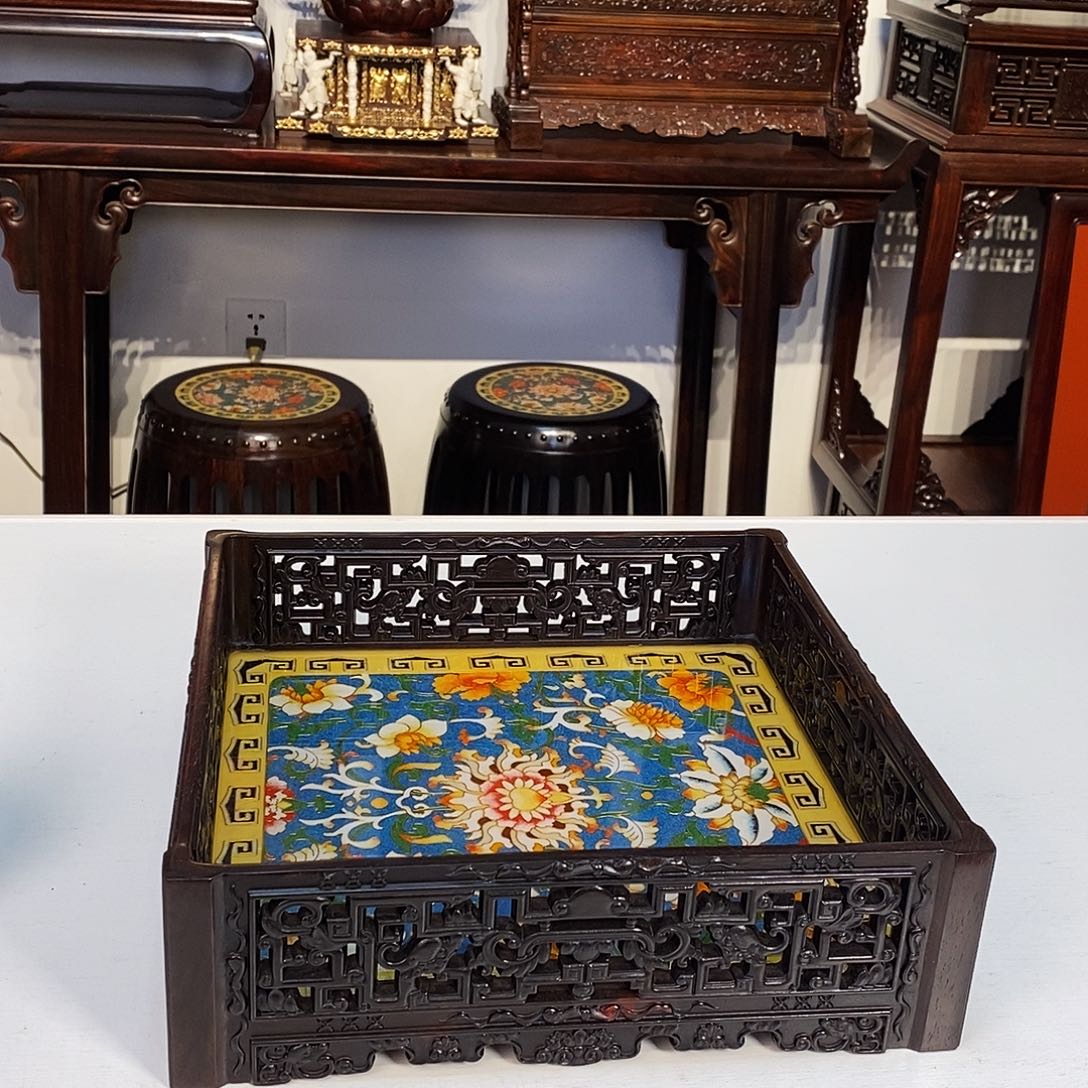 红酸枝木类成套家具大红酸枝托盘