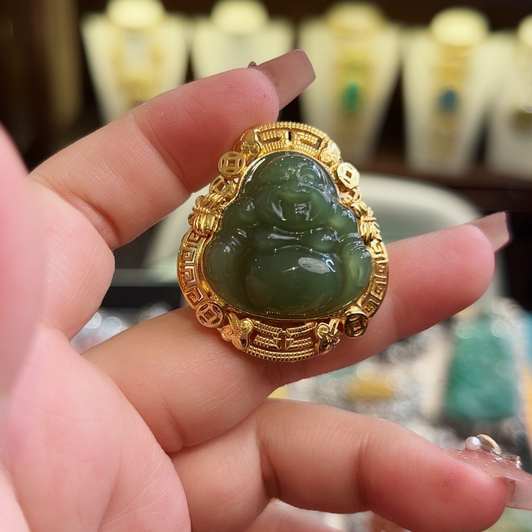 和田玉戒指/指环银S925镶嵌古风