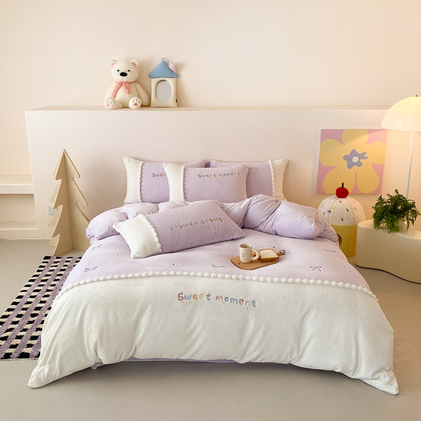 高克重牛奶绒秋冬季保暖被套冬季双面雕花绒床品宿舍套件四件套