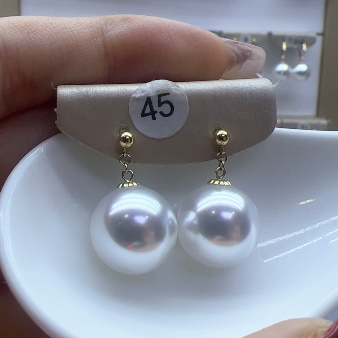 淡水珍珠耳饰18K金镶嵌