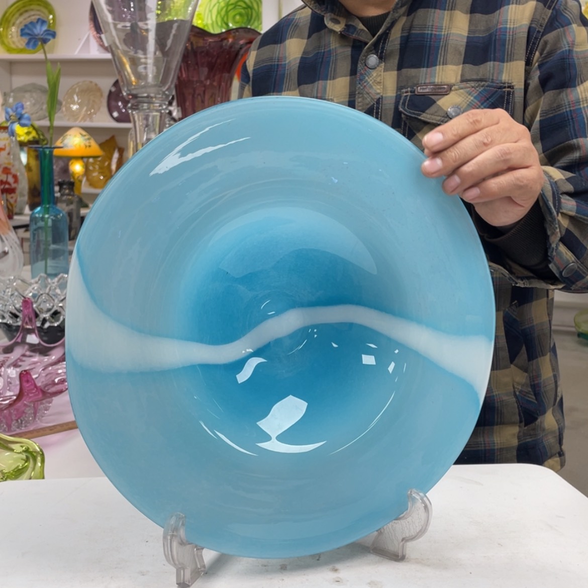 【闪购商品】琉璃手工艺术瓶果盘摆件。直径36