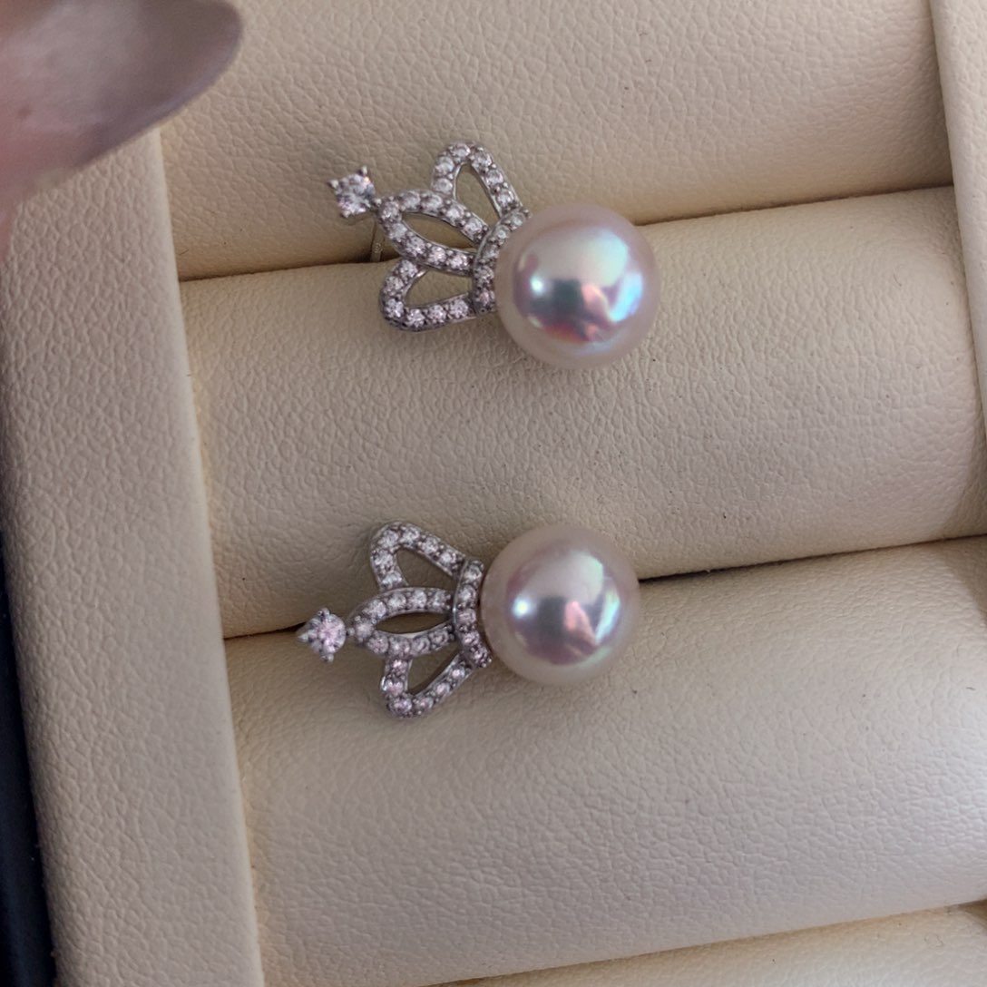 海水珍珠耳饰银S925镶嵌