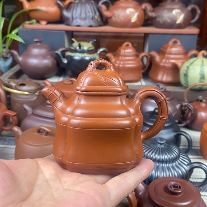 紫砂茶壶四方竹鼎150-200-260-350cc原矿赵庄朱泥元旦特价