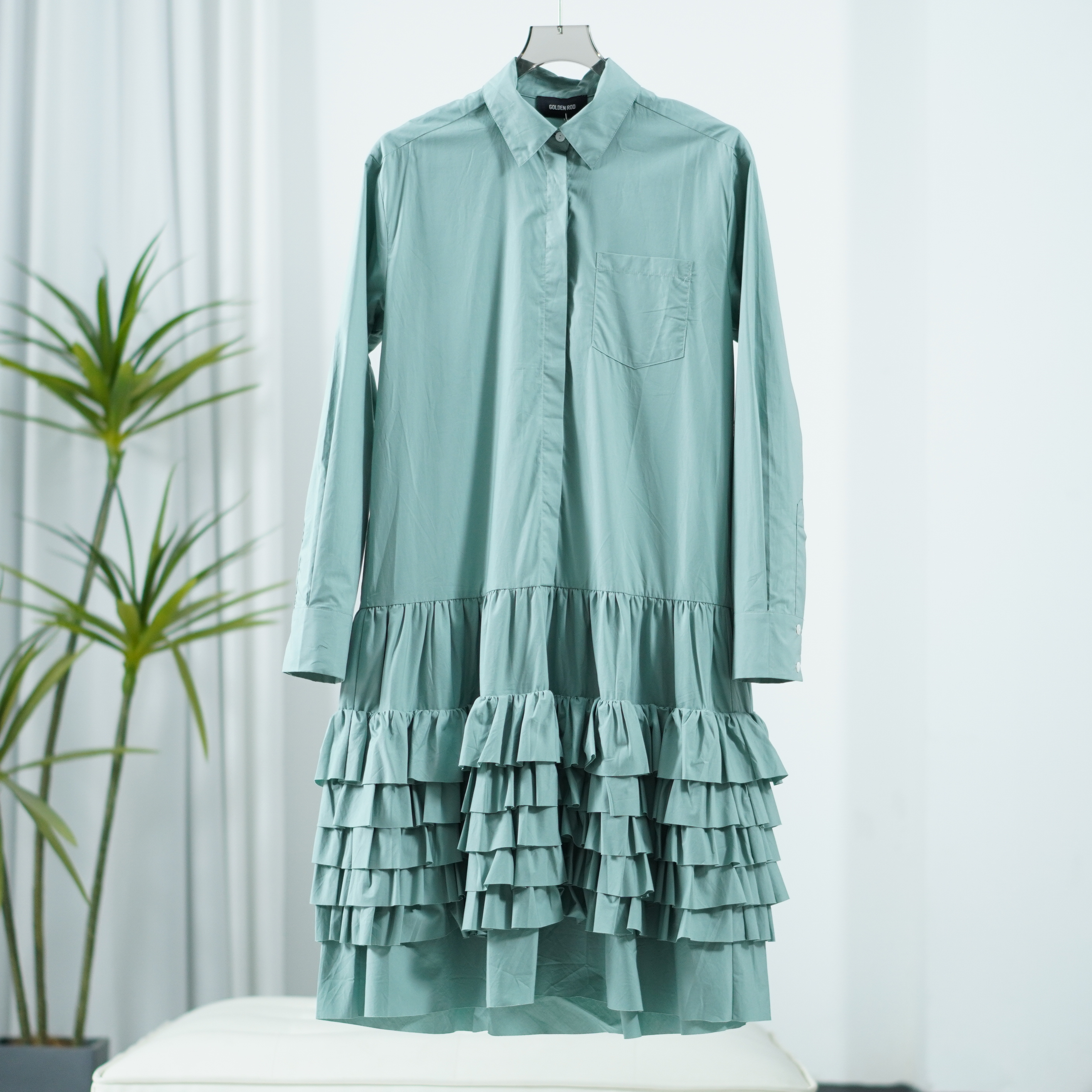 尚系列  S386  女装秋宽松衬衫连衣裙薄荷绿FW03R47