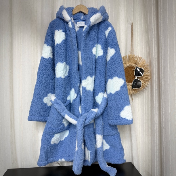 8039加厚加绒毛绒保暖秋冬中长款可外穿睡袍