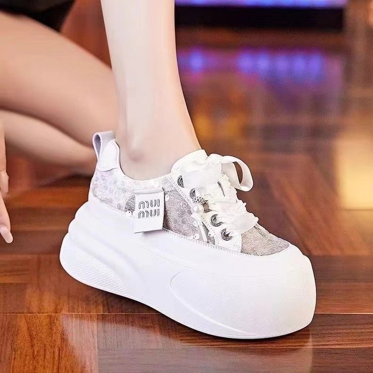 鞋子透气夏季韩版镂空增高单鞋松糕鞋时尚休闲鞋女鞋8cm内增高