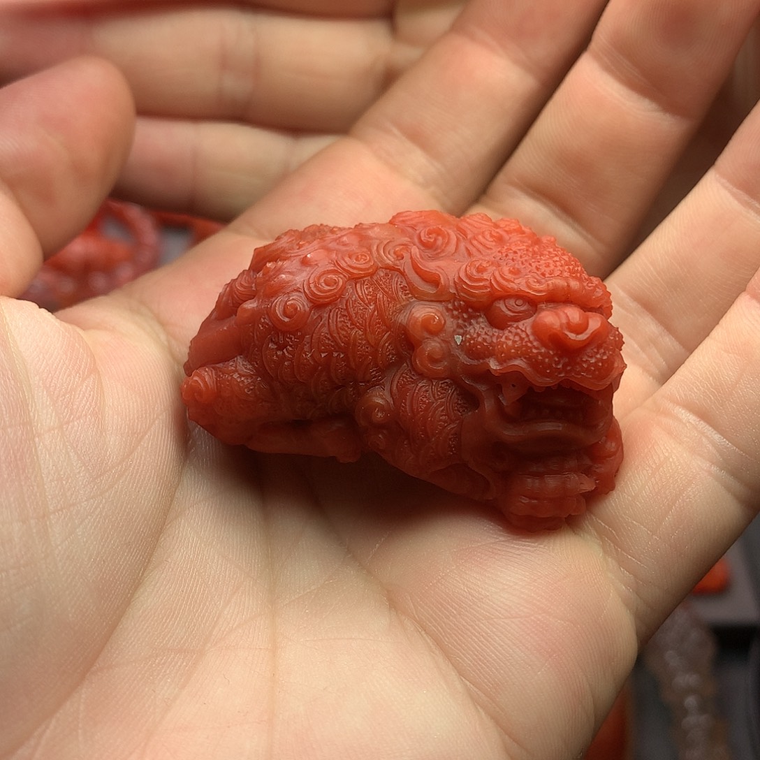 未镶嵌1南红玛瑙醒狮
