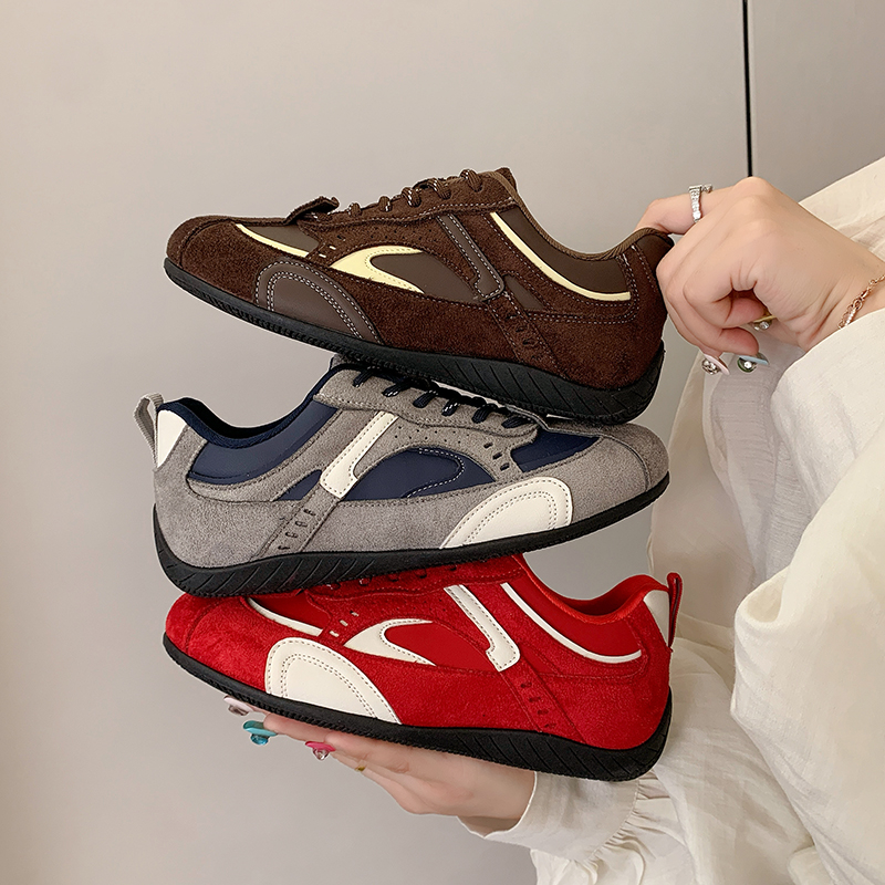 妍希韩国设计款赛车鞋女款秋季德训鞋平底运动休闲板鞋复古潮鞋子