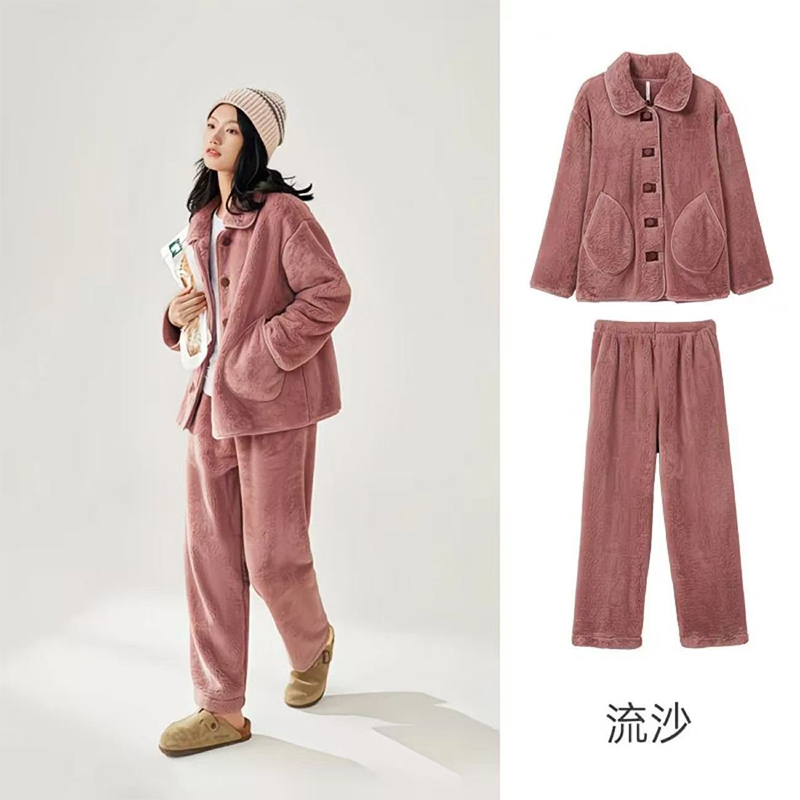 冬季情侣款加绒加厚保暖睡衣舒适柔软亲肤家居服套装A8101/A8100