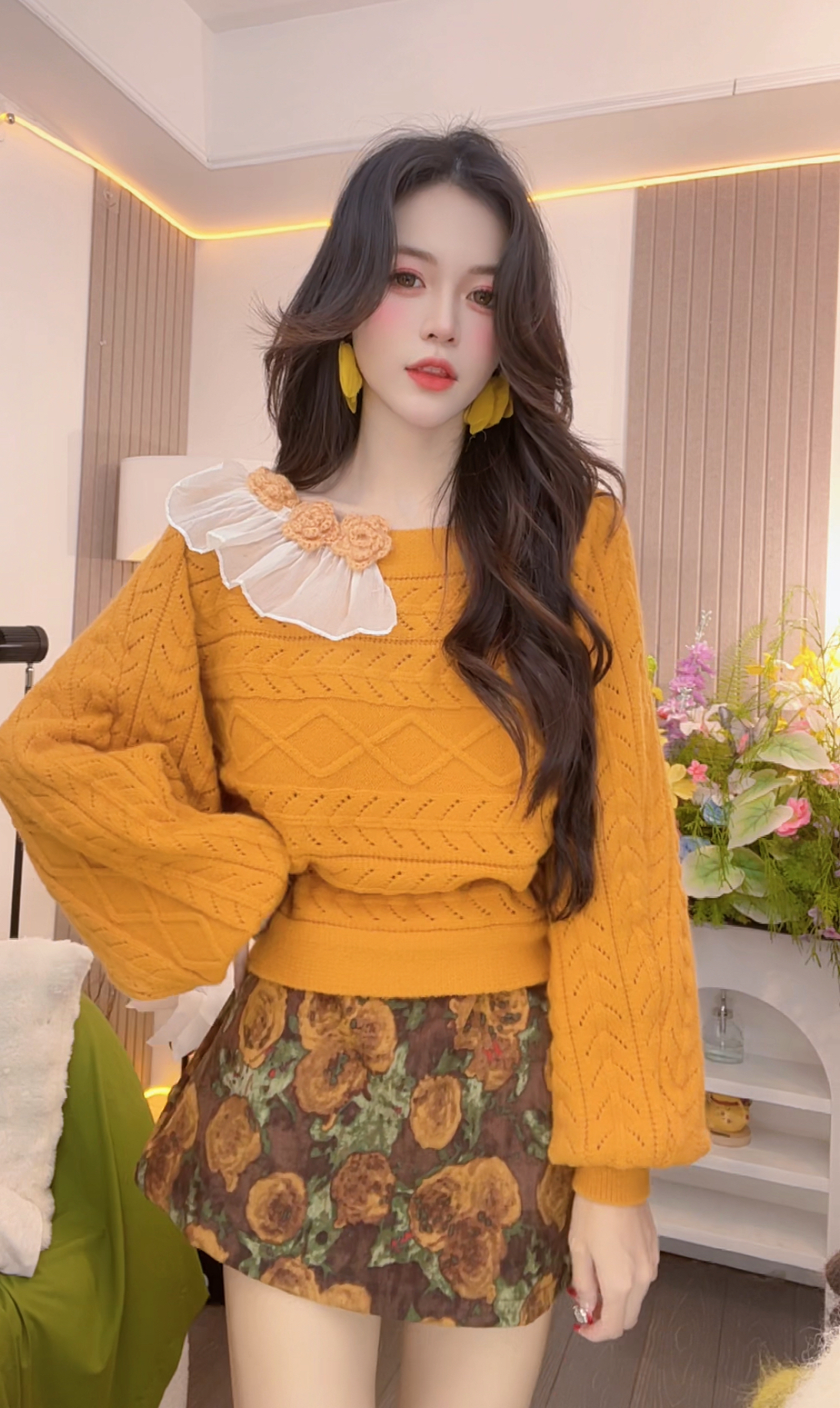 【落日甜心】毛针织衫韩版时尚百搭秋季新款长袖设计感秋冬套头