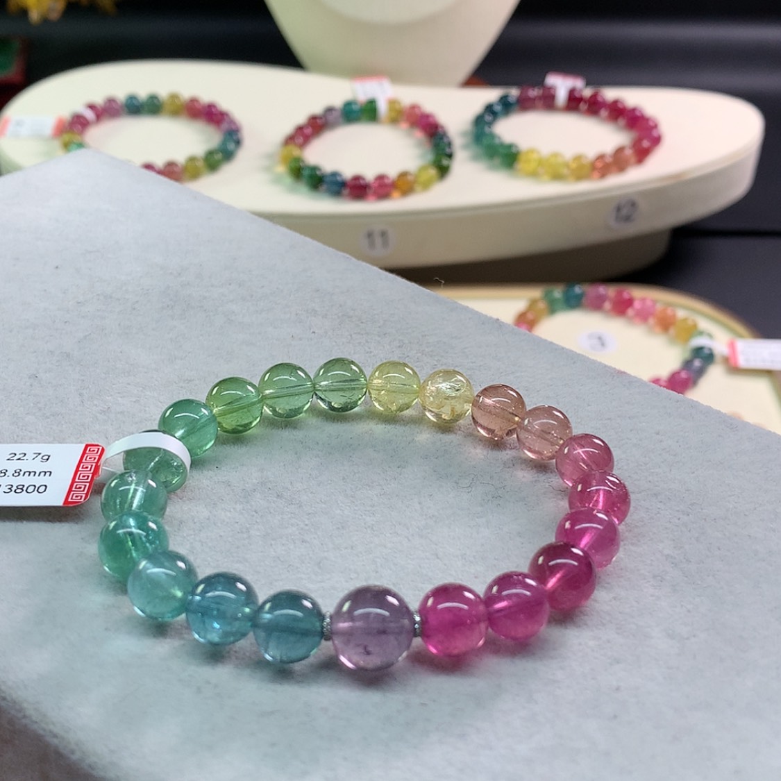 【闪购商品】碧玺手链未镶嵌碧玺荧光色标单圈8.8