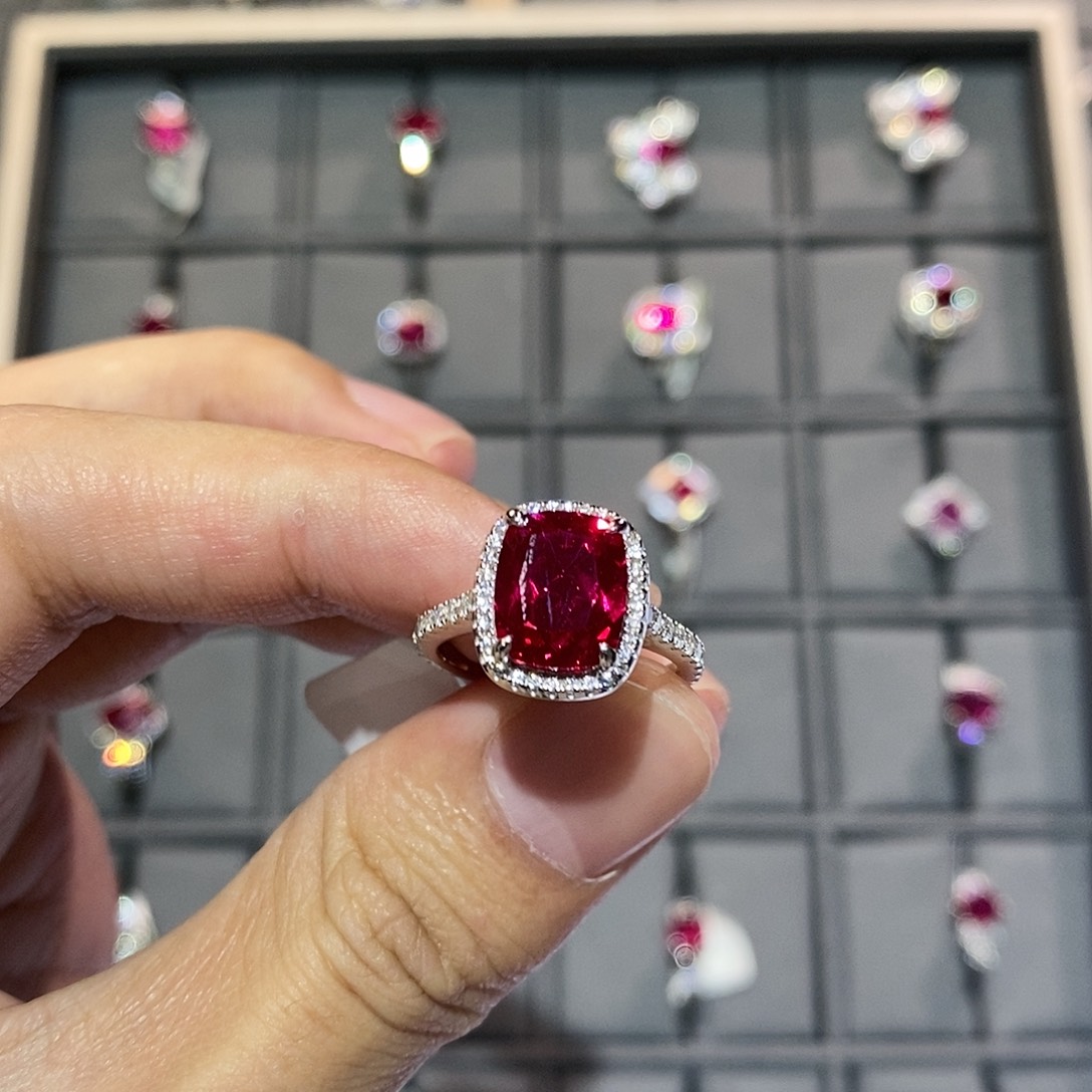 足银培育彩宝首饰戒指