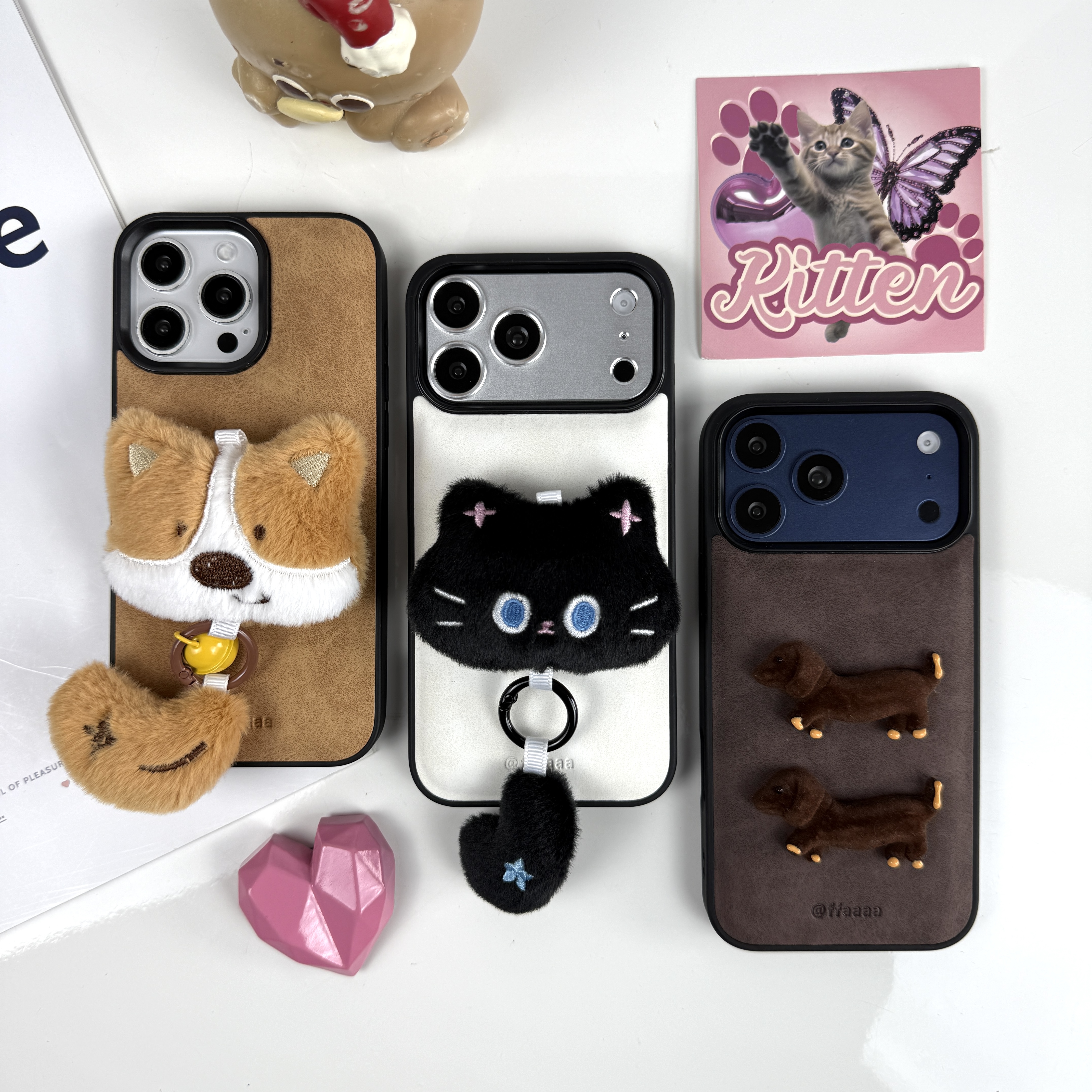 【萌】个性创意秋冬贴皮立体可爱动物手机壳适用于苹果17promax华为