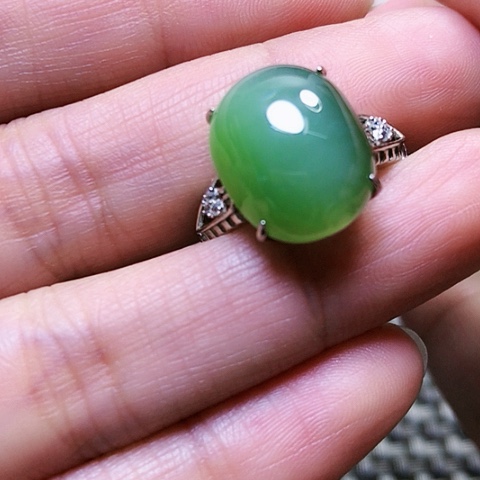 和田玉戒指银S925镶嵌
