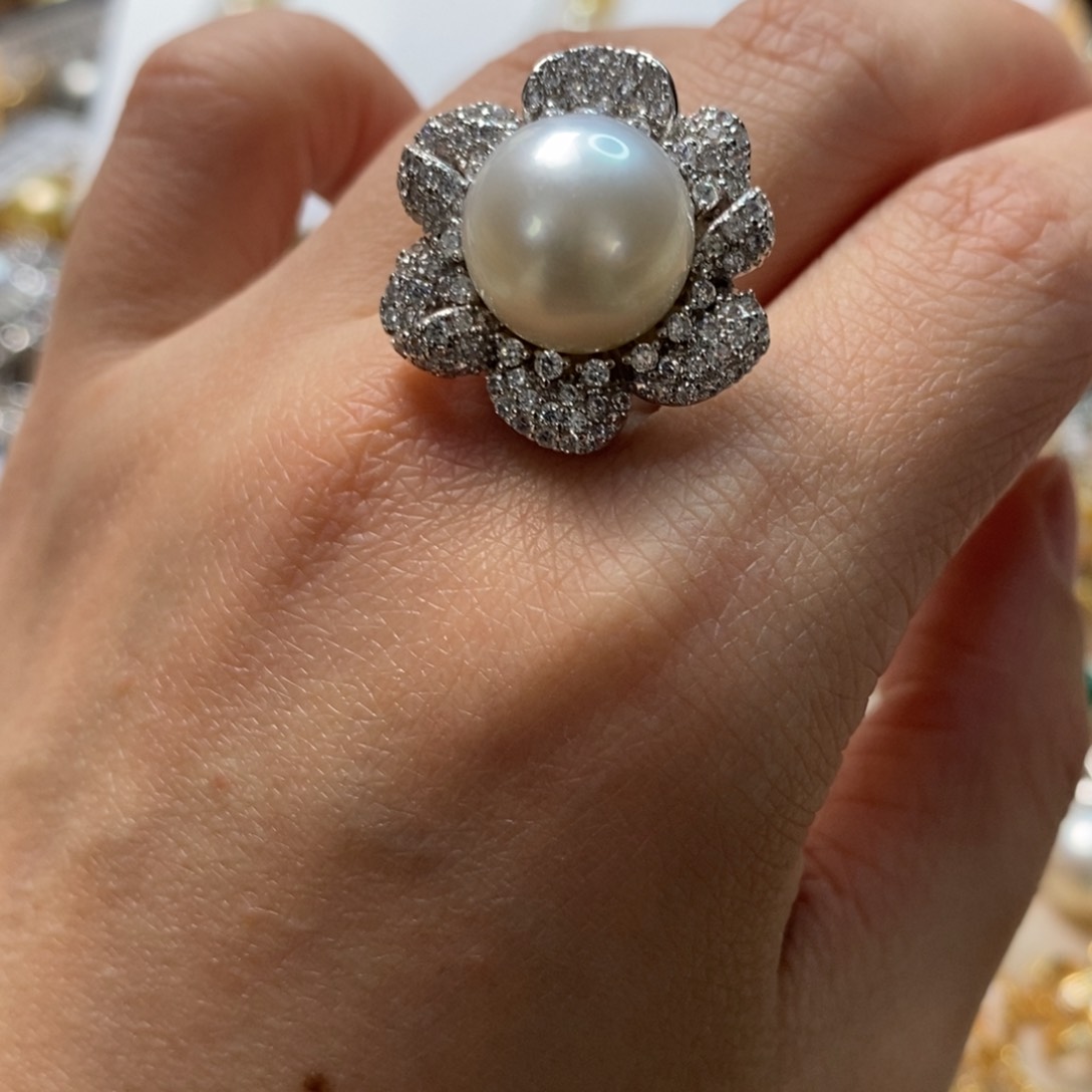 海水珍珠戒指银S925镶嵌